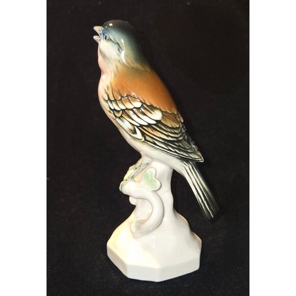 Vintage Hand-Painted Porcelain bird Figurine On Branch By Karl Ens Volkstedt - Picture 4 of 9